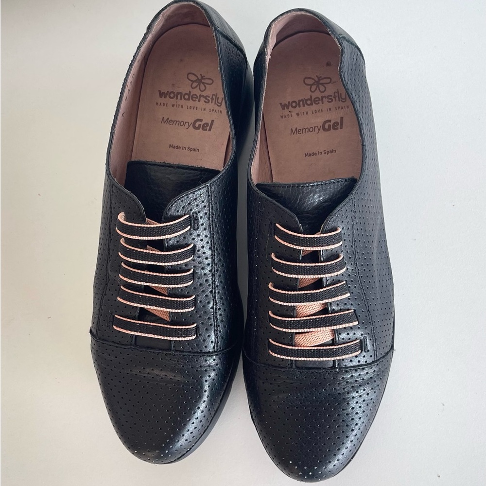WondersFly made with love in Spain, New,Memory Gel, Black leather shoes, Size 8